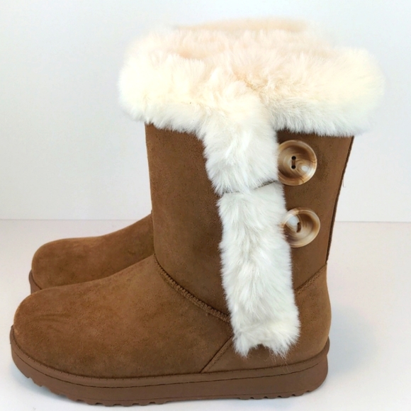 Faux Fur Boots Chestnut Brown - Picture 3 of 8